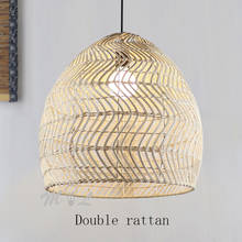 Creative Double Rattan Pendant Lights Chinese Style Home Deco Suspension Luminaire Living Room Hanging Lamps Bar Restaurant Lamp 2024 - buy cheap