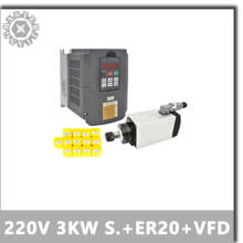 CNC Milling Spindle motor Kit 220V 3KW ER20 Square Air Cooling Spindle + HY VFD Inverter + 13pcs/set ER20 Collet. 2024 - buy cheap