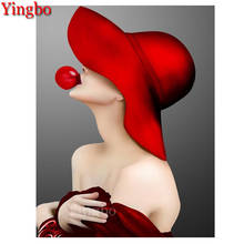 2021 New 5D Red Hat Woman Diamond Painting Sticker Diamond Round diy Embroidery Rhinestones Home Decoration Mosaic Pattern 2024 - buy cheap