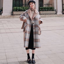 Women's Winter Woolen Coat Long Plaid Korean Loose Thickened  Single Breasted Fashion Jacket Female Fashion Quality Ladies Cloak 2024 - buy cheap