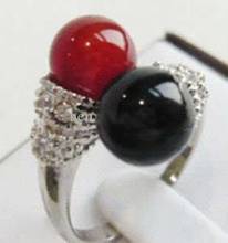 Anillo de piedra negra y roja para mujer, tamaño del anillo: 6 #,7 #,8 #,9 #/buena A 2024 - compra barato
