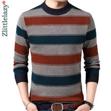 2022 Casual Thick Warm Winter Striped Knitted Pull Sweater Men Wear Jersey Dress Pullover Knit Mens Sweaters Male Fashions 02119 2024 - buy cheap