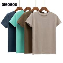 Женская футболка с круглым вырезом GIGOGOU, трикотажная дышащая футболка с короткими рукавами, базовая летняя футболка 2024 - купить недорого
