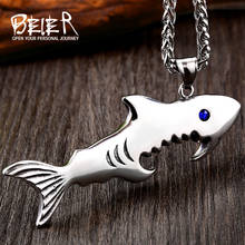 BEIER Stainless Steel Punk Style  shark animal Fish Pendant Corkscrew fashion Chain Necklace men/women Jewelry LHP094 2024 - buy cheap