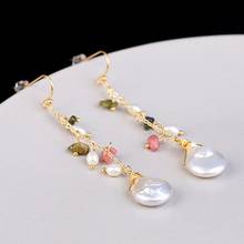 Handmade Natural Baroque White Pearl Earrings For Women Girl Lovers' Engagement Birthday Gift Luxury Colrful Stone Earrings New 2024 - buy cheap