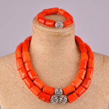 Conjunto de joias românticas fashion para casamento, joias estilo africano, grânulos de coral, laranja e lilás, frete grátis 2024 - compre barato