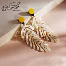 Badu White Acrylic Splicing Leaf Long Drop Earrings for Women Statement Trendy Boho Jewelry 2024 - buy cheap