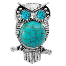 FYSL 10 Pcs Silver Plated Wisdom Owl Shape Green Turquoises Stone Resizable Finger Ring with Rhinestone Jewelry 2024 - buy cheap