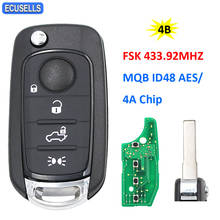 Chave de carro remota fsk 433.92mhz, 4 botões, mqb megamos, aves id48/4a, chip para fiat 500x, egea, tipo 2016 2017, 2018, lâmina 2024 - compre barato