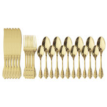 16/24Pcs Luxury Vintage Dinnerware Set 304 Stainless Steel Knife Fork Spoon Dinner set Gold Cutlery Set Western Tableware Set 2024 - buy cheap