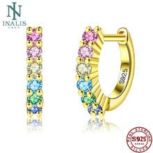 INALIS 925 Sterling Silver Earrings For Women Colorful Rainbow Color Hoop Earring Female Fine Jewelry Hot Sale Girlfriend Gift 2024 - buy cheap