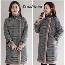 Winter 2019 British Style Plaid Double-faced Fur Women Coats Elegant Zipper Oversized Coats 2024 - buy cheap