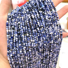 Маленькие граненые бусины, бусины из натурального камня, круглая бижутерия в синюю полоску, DIY браслет, ожерелье, аксессуары, Размер 3x4мм 2024 - купить недорого