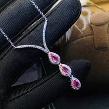 Natural and Real Pink Sapphire necklace pendant Free shipping 925 sterling silver Fashion Sapphire Pendant 2024 - buy cheap