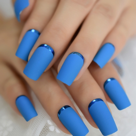 Buy Medium Square Nail Art Tips Matte Plastic Artificial Fingernails Blue Simple New Unique False Nails For Nail Art Design In The Online Store False Nails Store At A Price Of 2 58