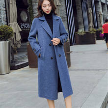 Woolen Coat Female Long Section 2019 Autumn And Winter Fashion New Double-Breasted Thickening Woolen Coat Tide HHH0090 2024 - buy cheap