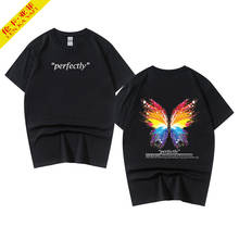 2021New T shirt butterfly in men s cotton Black White O-Neck printing tees Short sleeve spring summer Casual Fashion streetwear 2024 - buy cheap