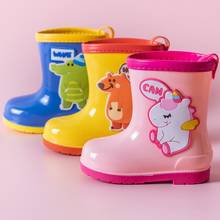 Botas de lluvia para niños y niñas, zapatos antideslizantes y suaves, impermeables, con dibujos de unicornios y osos, PVC 2024 - compra barato