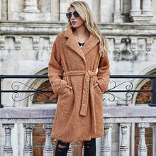 Autumn Long Faux Fur Coat Women Plush Warm Winter Coat Women Thick Fluffy Teddy Jacket Teddy Bear Coat Ladies Pocket With Belt 2024 - buy cheap