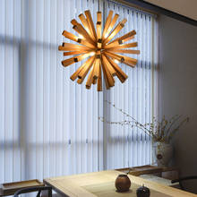 Nórdico dandelion luzes pingente de madeira para sala de estar chá jantar arte criativa novo chinês hanglamp personalidade iluminação decoração 2024 - compre barato