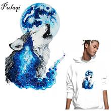 Pulaqi Color Wolf Animals Iron On Patches Tiger Patch Heat Transfers Vinyl For Clothing Thermal Stickers On Clothes DIY Applique 2024 - buy cheap