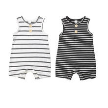 Emmababy Newborn Infant Baby Boys Girls Striped Clothes Sleeveless Rompers Summer Outfit 2024 - buy cheap