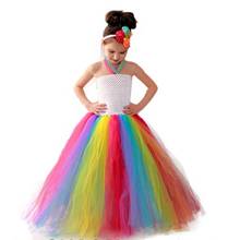 2019 New Seven Colors Rainbow Tutu Dance Dress Princess Flower Girl Party Dress Kids Halloween Costume Vestido 2024 - buy cheap