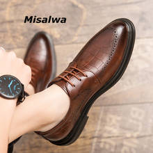 Misalwa retro masculino italiano elegante vestido sapatos padrão de crocodilo couro do plutônio brogue sapatos semi-formal oxford sola grossa sapatos 2024 - compre barato