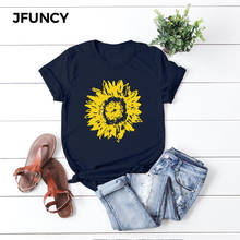 JFUNCY Sunflower Printed Women T-shirt Summer Tshirt Plus Size 100% Cotton T Shirt Woman Short Sleeve Tee Top  Female T-shirts 2024 - buy cheap