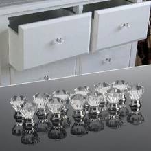 12pcs Crystal Glass Cabinet Grip Door Knobs Drawer Cabinet Furniture Kitchen Handle Brand 2024 - buy cheap