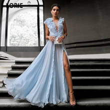 LORIE-Vestidos de Noche largos de Organza para mujer, vestidos de fiesta formales de alta calidad con espalda abierta, vestido de invitados de boda con abertura lateral, color azul cielo, 2021 2024 - compra barato