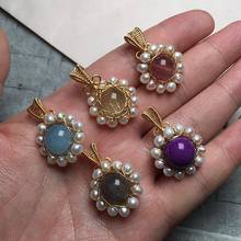 1pc Flower Natural Stone Quartz Labradorite Purple Crystal Pendant Pendulum Healing Real Freshwater Pearl Pendant for Necklace 2024 - buy cheap