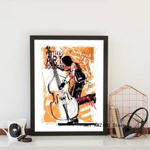 Ilustración de cantante de jazz Afro Americano, carteles e impresiones de música, arte de pared, decoración, reproductor de saxofón, lienzo, pintura, regalo de músico 2024 - compra barato