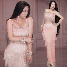 New Pink Fringe Dress For Women Nightclub Gogo Dancer Modern Pole/Jazz Dance Tassel Dress Festival Party Rave Outfit DQL3975 2024 - buy cheap