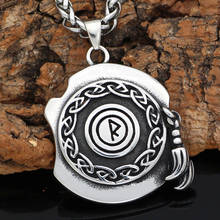 Men stainless steel Nordic viking Shield Compass Talisman Rune necklace with viking gift bag 2024 - buy cheap