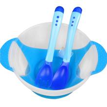 kids Assist Food Bowl Temperature Sensing Spoon Baby Feeding Bowl tableware Tableware Baby Learning Dishes With Suction Cup 2024 - buy cheap