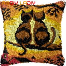 Latch Hook Kit Make Your Own Cushion Two Kittens Love Printed Canvas Crochet Pillow Case Latch Hook Cushion Cover Hobby & Crafts 2024 - buy cheap