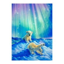 Aurora borealis urso pintura diamante animal scenic round completo broca nouveaute diy mosaico bordado 5d ponto cruz decoração de casa 2024 - compre barato