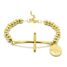 Pulseira e bracelete de aço inoxidável com contas, bracelete para mulheres e homens, joias da bíblia cristã, virgem maria, pulseiras de cruz 2024 - compre barato