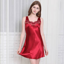 Women Sexy Sleepwear Silk Satin Nightgown Sleepwear Nightdress Sexy Lingerie Nightwear Female Sleeveless Nightie 2024 - buy cheap