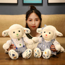 Macio adorável casal ovelhas brinquedo de pelúcia vestido de cordeiro bebê apaziguar brinquedo de pelúcia para crianças presente de casamento para amigos 2024 - compre barato