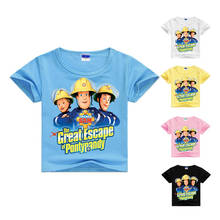 Camiseta infantil de manga curta, dlf, 2-16y, moderna, meninos, meninas, tops, bombeiros, sam, roupas para crianças 2024 - compre barato