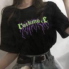 Camiseta feminina vintage, hip hop, grande, manga curta, unissex, estampa engraçada, punk, gótica, moda de rua 2024 - compre barato