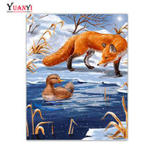 DIY 5D mosaico de diamantes invierno pato zorro cuadro completo diamante punto de cruz Animal completo diamante redondo bordado decoración regalo 2024 - compra barato