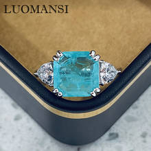 Luomansi INS Style 10*10 Paraiba Tourmaline Gemstone Wedding Ring S925 Sterling Silver High Jewelry Wholesale 2024 - buy cheap