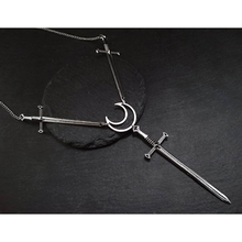 Gothic Crescent Sword Necklace Pendant The Sacred Sword Witch Punk Mystery Jewelry Party Rock Grunge Fashion Chain Women Gift 2024 - buy cheap