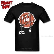 Level 18 Unlocked Men T Shirts Custom Adult Birthday Gift Tops T-Shirts Novelty Gamer Street Clothing Top Cotton Tees Vintage 2024 - buy cheap
