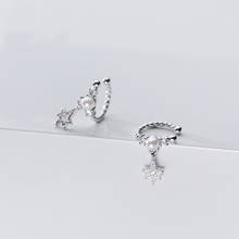 Brincos de prata esterlina 100% real, pérola e estrela, punho de orelha, torcida, não furada, cartilagem, joias finas femininas 2024 - compre barato
