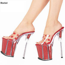 Nianzheli-zapatos de tacón alto de 20cm para mujer, zapatillas de cristal con labios sexys, zapatos exóticos de moda de 8 pulgadas, nuevos 2024 - compra barato