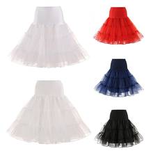 Retro Women Solid Color Wedding Bridal Underskirt Crinoline Tu-tu Tulle Petticoat High Waist Swing Ball Gown Underskirt 2024 - buy cheap